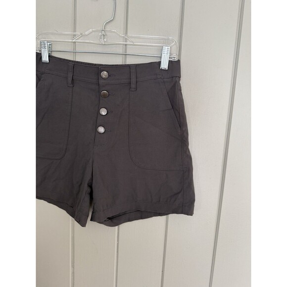 Toad & Co Rover High Rise Button Fly Shorts 4 Gray Stretch Pockets Hiking - Picture 2 of 9